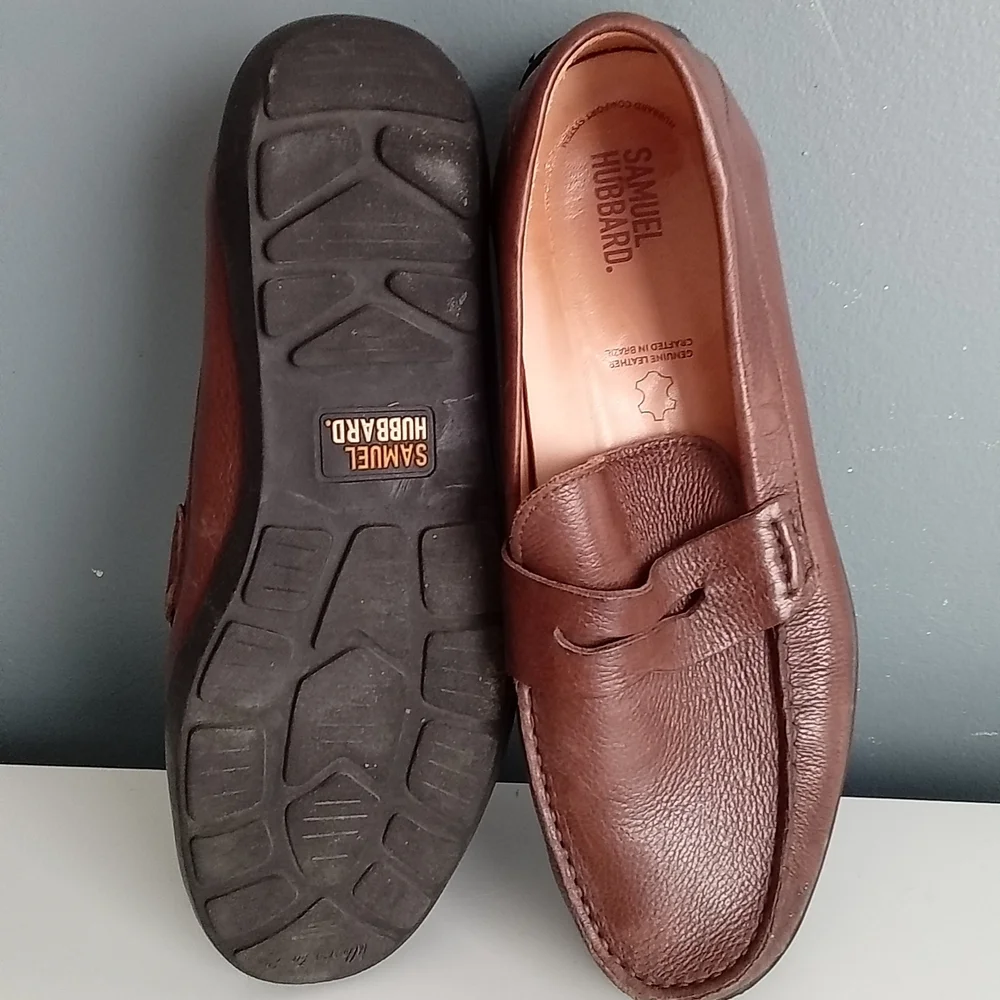 Samuel Hubbard Penny Loafers Brown Leather Comfort‎ Shoes Men Sz 11.5